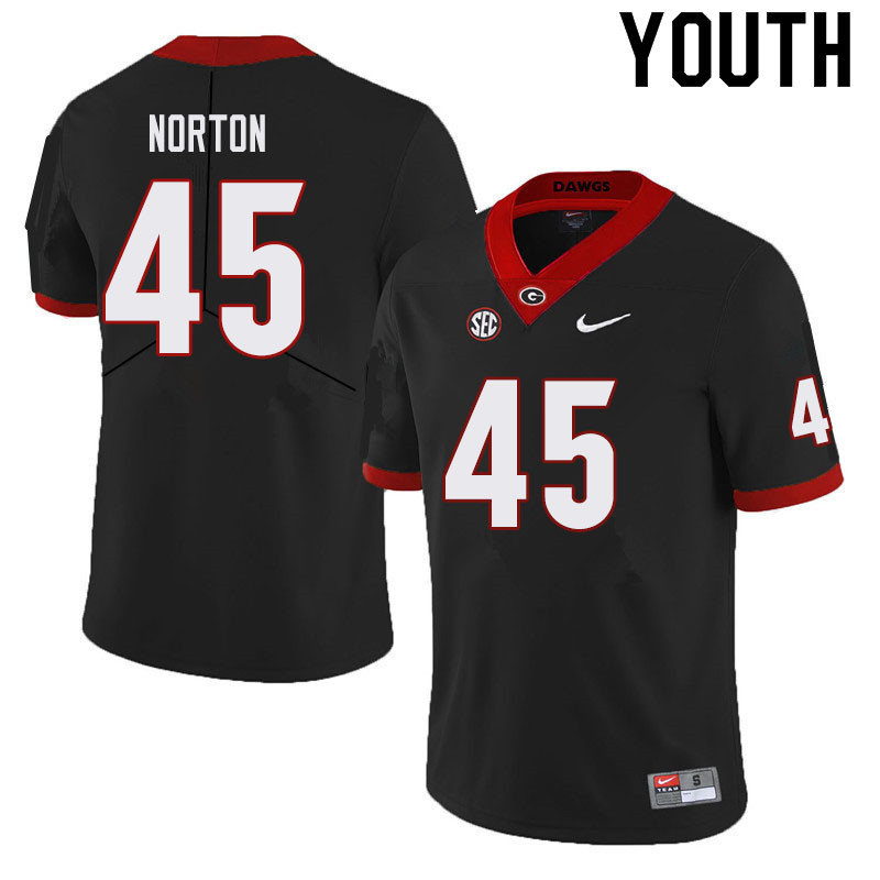 Georgia Bulldogs Youth Bill Norton #45 Black Stitched College UGA Football Jersey 23BP012HM